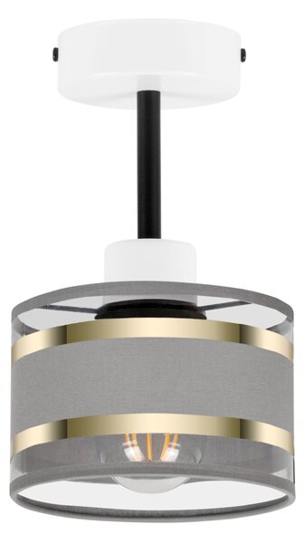 Lampa sufitowa biała jednopunktowy spot z szarym abażurem T-1010WE-GR
