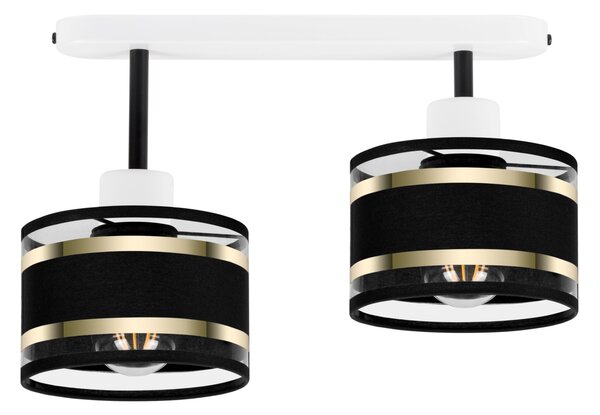 Lampa sufitowa biała dwupunktowy spot z czarnymi abażurami T-3306WE-SC