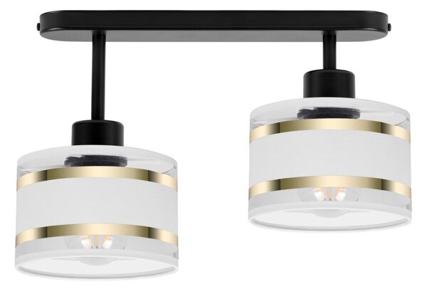 Lampa sufitowa czarna dwupunktowy spot z białymi abażurami T-3306SC-WE