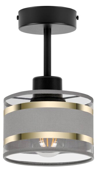 Lampa sufitowa czarna jednopunktowy spot z szarym abażurem T-1010SC-GR