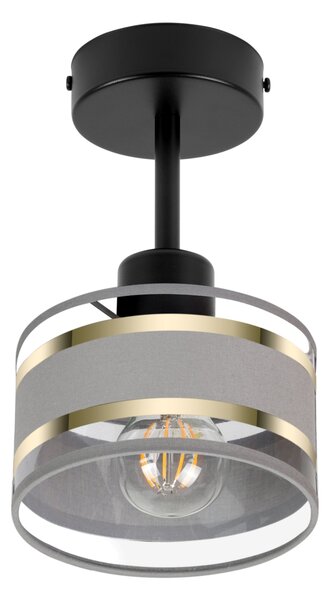 Lampa sufitowa czarna jednopunktowy spot z szarym abażurem T-1010SC-GR