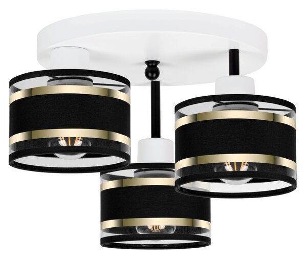 Lampa sufitowa biała trzypunktowa z czarnymi abażurami T-3030WE-SCSCSC