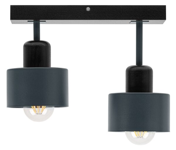 Antracytowo-czarna lampa sufitowa, dwupunktowy spot DAN30x7SC z drewna