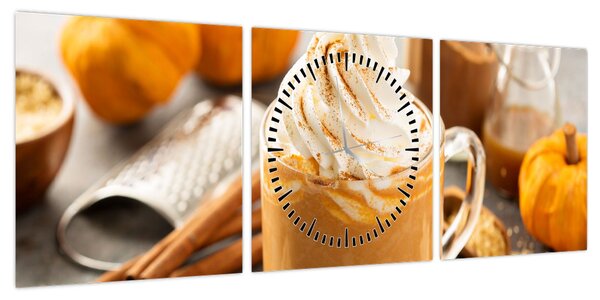 Obraz - Dyniowa latte (z zegarem) (90x30 cm)
