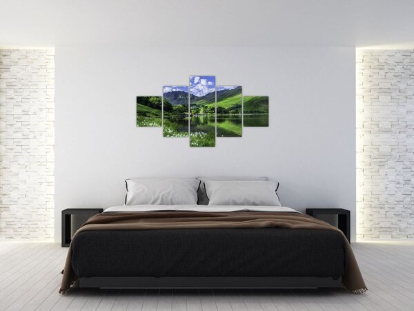 Obraz - Krajobraz z jeziorem (125x70 cm)