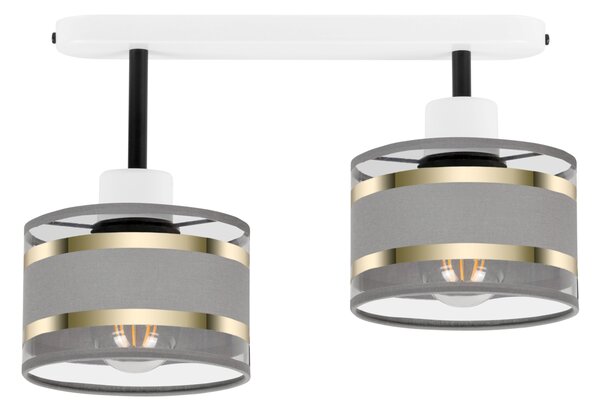 Lampa sufitowa biała dwupunktowy spot z szarymi abażurami T-3306WE-GRG