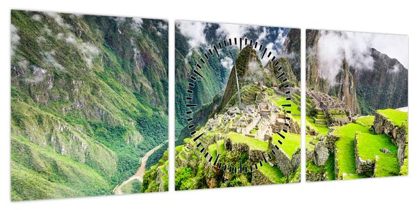 Obraz - Machu Picchu (z zegarem) (90x30 cm)