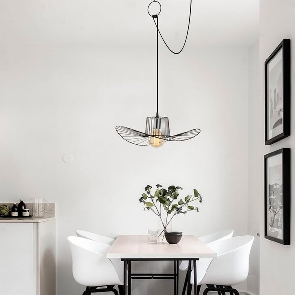 Czarna lampa wisząca z metalowym kloszem ø 50 cm Tel – Opviq lights