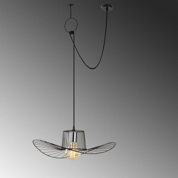 Czarna lampa wisząca z metalowym kloszem ø 50 cm Tel – Opviq lights