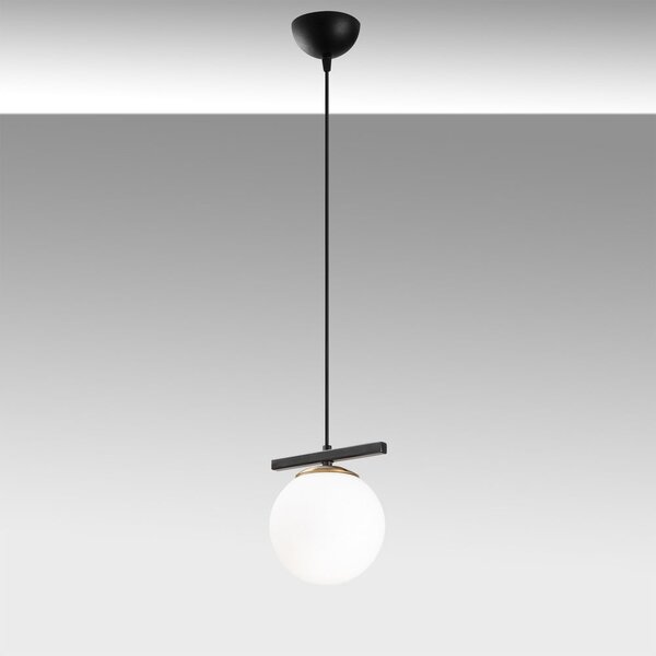 Biała/czarna lampa wisząca ze szklanym kloszem ø 15 cm Üzüm – Opviq lights
