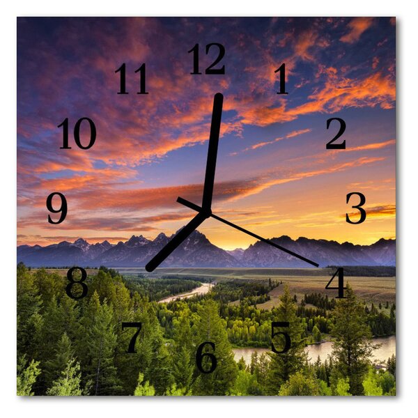 Zegar szklany kwadratowy Krajobraz