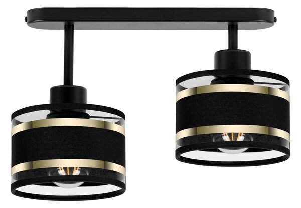 Lampa sufitowa czarna dwupunktowy spot z czarnymi abażurami T-3306SC-S