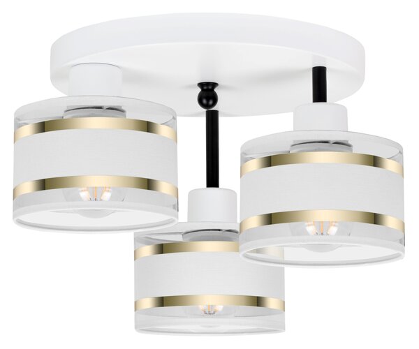 Lampa sufitowa biała trzypunktowa z białymi abażurami T-3030WE-WEWEWE