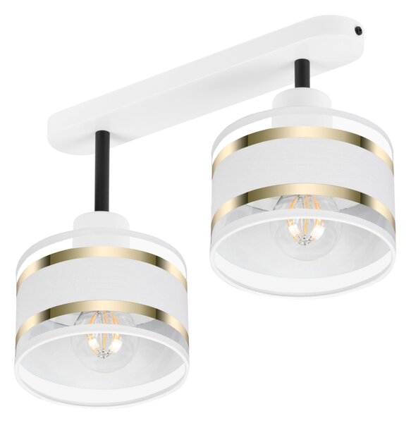 Lampa sufitowa biała dwupunktowy spot z białymi abażurami T-3306WE-WEW