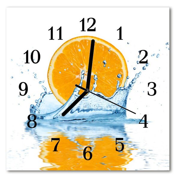 Zegar ścienny kwadrat Pomarańczowa woda