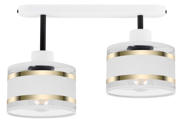 Lampa sufitowa biała dwupunktowy spot z białymi abażurami T-3306WE-WEW