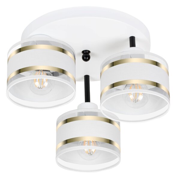 Lampa sufitowa biała trzypunktowa z białymi abażurami T-3030WE-WEWEWE