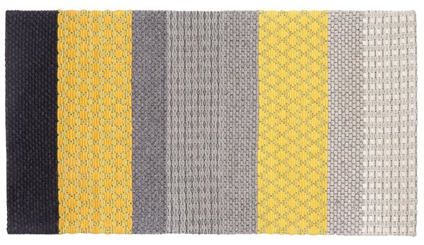 Dywan chodnik wełniany prostokątny 80 x 150 cm w paski żółto-szary Akkaya Beliani
