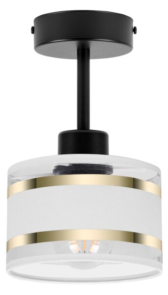 Lampa sufitowa czarna jednopunktowy spot z białym abażurem T-1010SC-WE