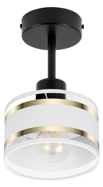 Lampa sufitowa czarna jednopunktowy spot z białym abażurem T-1010SC-WE