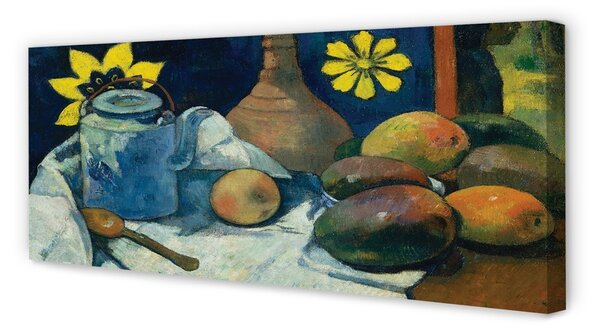Obraz na płótnie Martwa natura z dzbankiem herbaty i owocami - Paul Gauguin