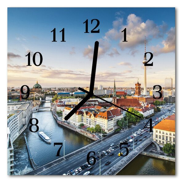 Zegar szklany kwadratowy Rzeka miasto