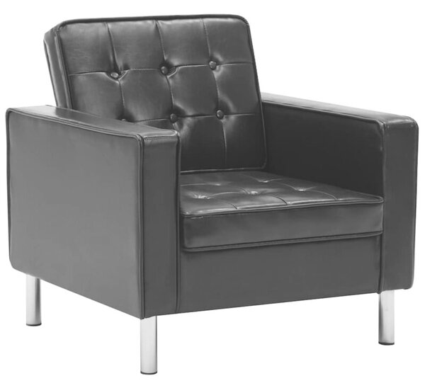 Fotel czarny 75x70x75 cm skÃ³ra ekologiczna