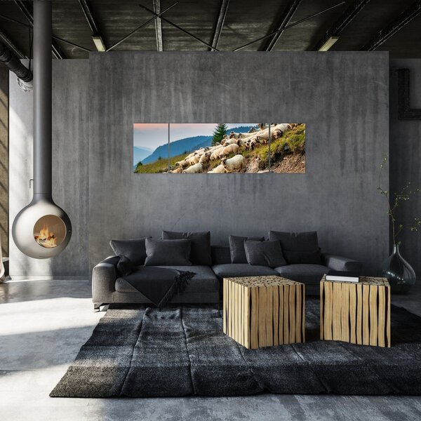 Obraz - Stado owiec (170x50 cm)