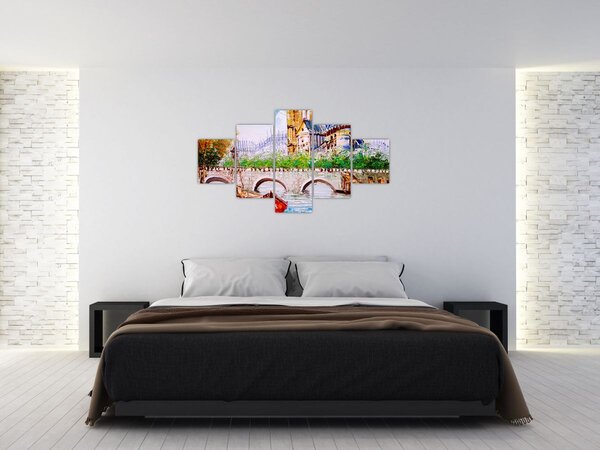 Obraz - Obraz olejny przedstawiający miasto (125x70 cm)