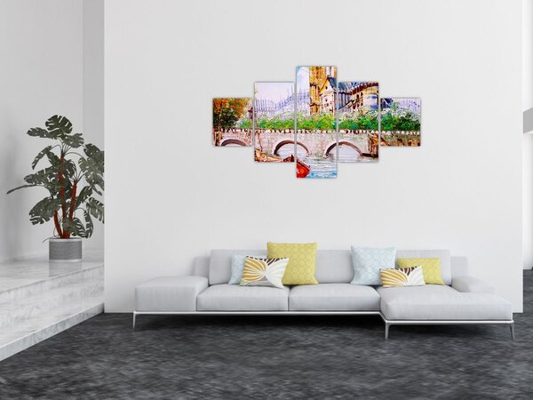Obraz - Obraz olejny przedstawiający miasto (125x70 cm)
