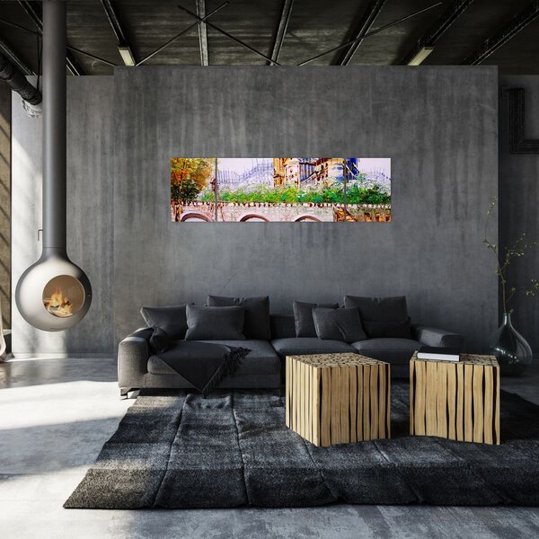 Obraz - Obraz olejny przedstawiający miasto (170x50 cm)