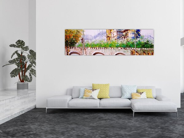 Obraz - Obraz olejny przedstawiający miasto (170x50 cm)