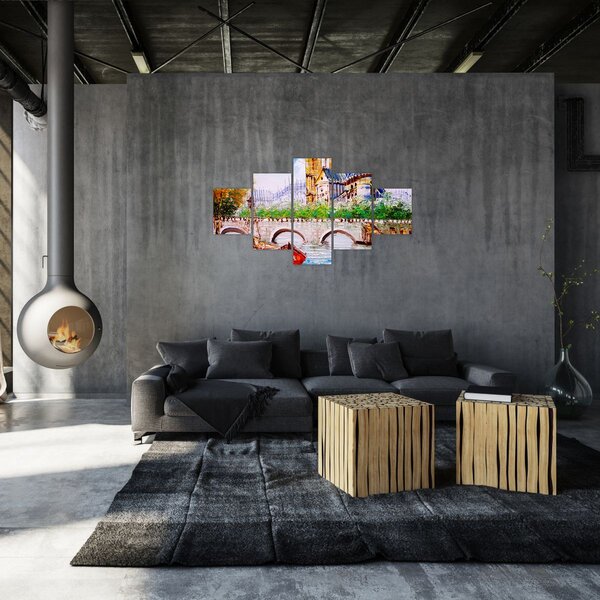 Obraz - Obraz olejny przedstawiający miasto (125x70 cm)