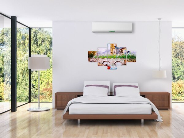 Obraz - Obraz olejny przedstawiający miasto (125x70 cm)