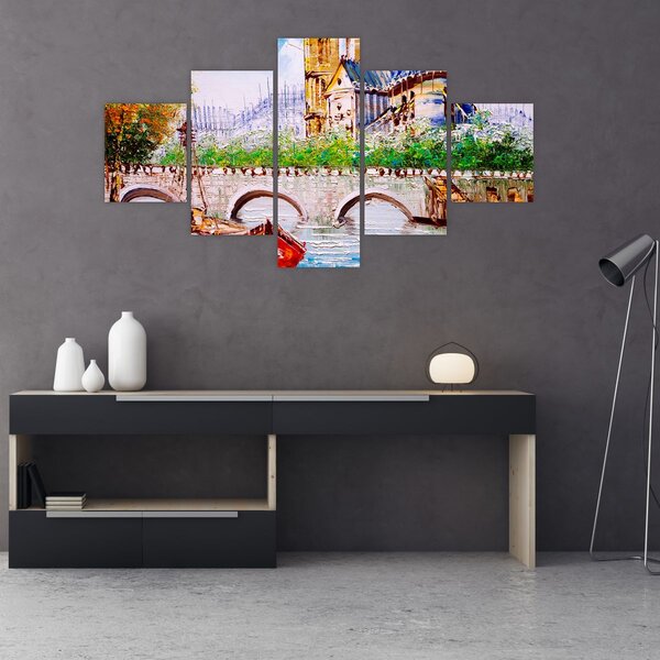 Obraz - Obraz olejny przedstawiający miasto (125x70 cm)