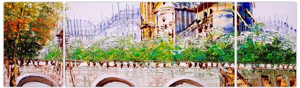 Obraz - Obraz olejny przedstawiający miasto (170x50 cm)