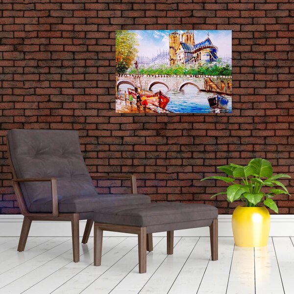 Obraz - Obraz olejny przedstawiający miasto (70x50 cm)