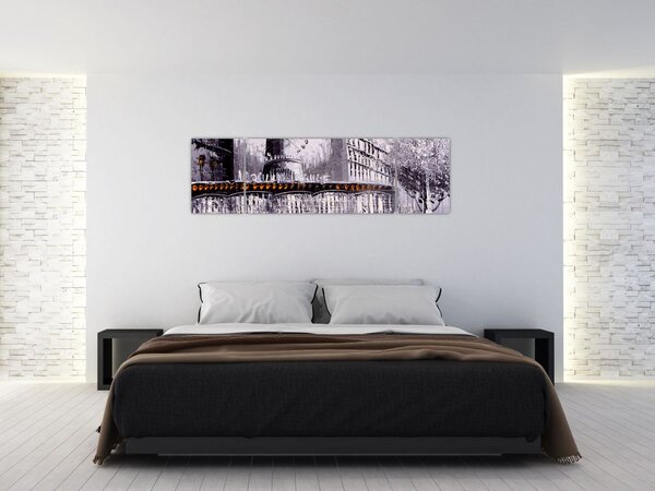 Obraz - Obraz olejny przedstawiający miasto II. (170x50 cm)