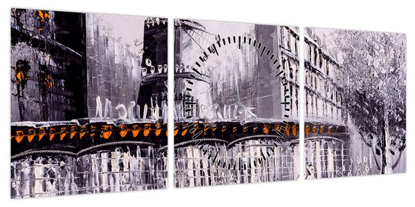 Obraz - Obraz olejny przedstawiający miasto II. (z zegarem) (90x30 cm)
