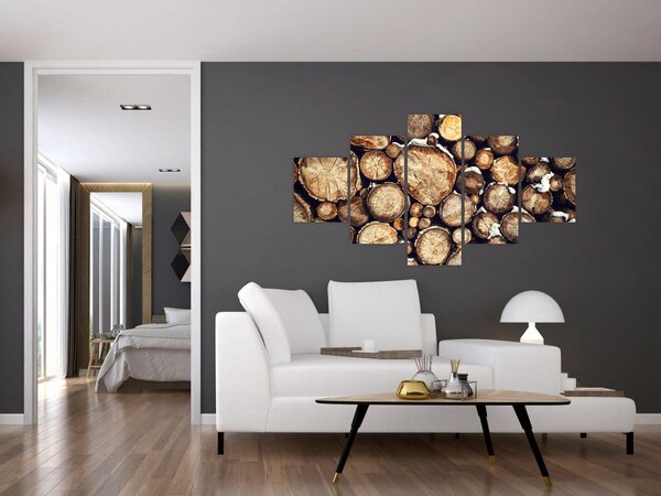 Obraz - Drewno w śniegu (125x70 cm)