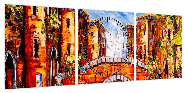 Obraz - Obraz olejny przedstawiający miasto III. (z zegarem) (90x30 cm)