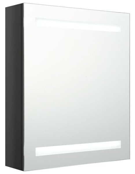 Szafka łazienkowa z lustrem i LED, lśniąca czerń, 50x14x60 cm