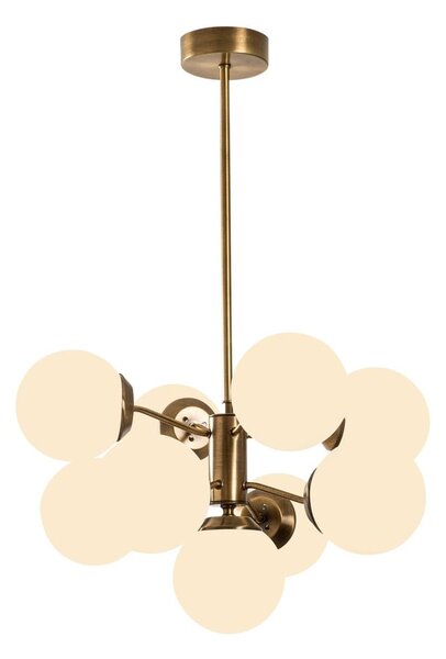 Biała/w kolorze mosiądzu lampa wisząca ze szklanym kloszem ø 70 cm Mudoni – Opviq lights