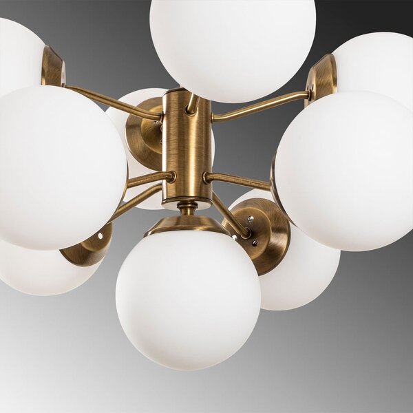 Biała/w kolorze mosiądzu lampa wisząca ze szklanym kloszem ø 70 cm Mudoni – Opviq lights