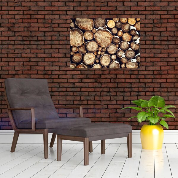 Obraz - Drewno w śniegu (70x50 cm)