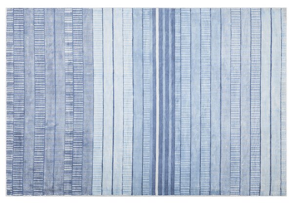 Ręcznie tkany dywan z wiskozy 140 x 200 cm w paski niebieski Yardere Beliani