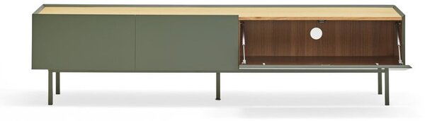 Zielono-naturalna szafka pod TV w dekorze dębu 180x45 cm Arista – Teulat