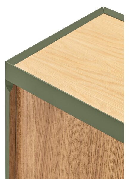 Zielono-naturalna szafka pod TV w dekorze dębu 180x45 cm Arista – Teulat