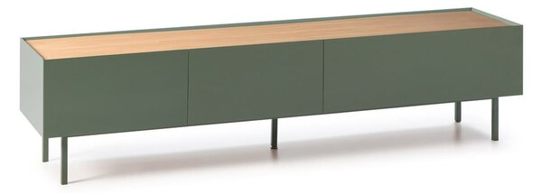 Zielono-naturalna szafka pod TV w dekorze dębu 180x45 cm Arista – Teulat