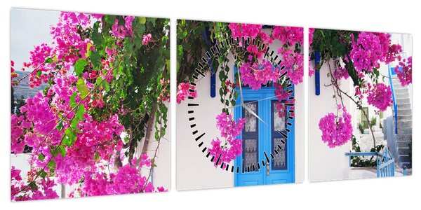 Obraz - Tradycyjny grecki dom (z zegarem) (90x30 cm)